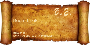 Bech Elek névjegykártya